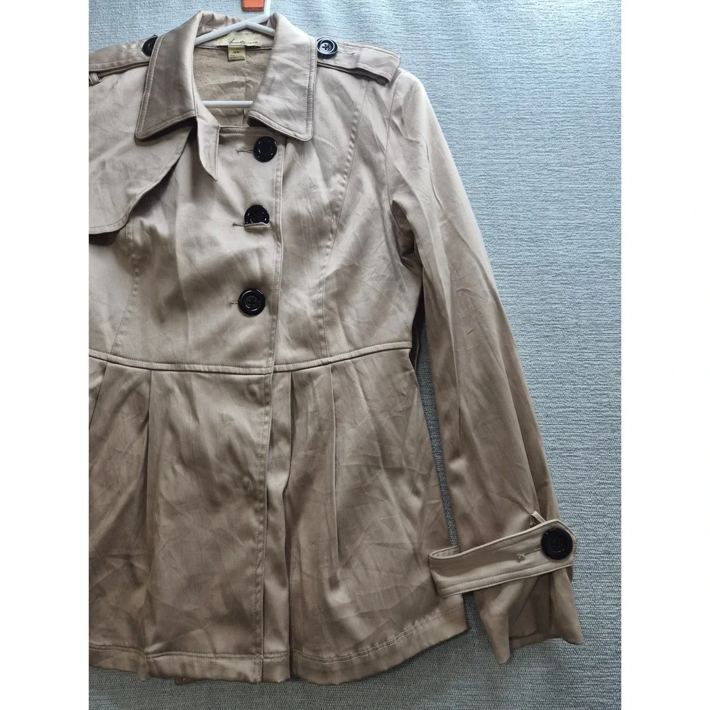 Twenty One Promod Trench Coat Womens Medium Brown Lined Winter Double Breasted